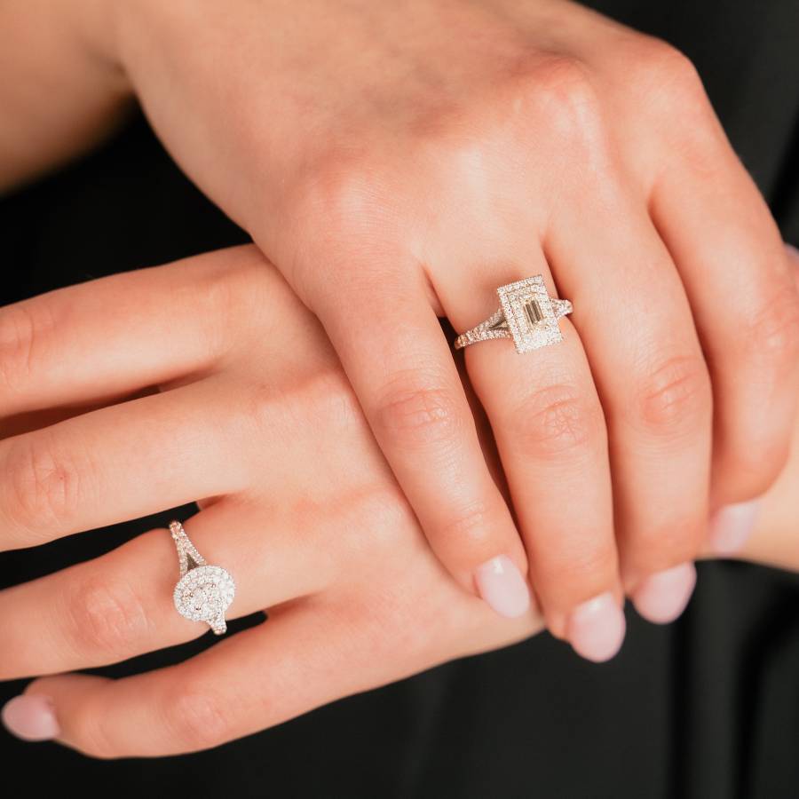 Goldstoff Designs Pear & Baguette ring